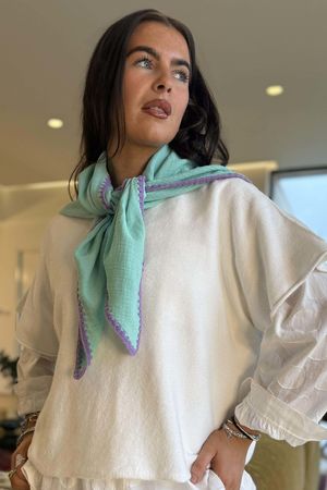 Pia Whipstitch Neckerchief Seafoam & Amethyst